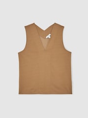 Reiss Camel Mira V-Neck Shell Top - Image 2 of 6