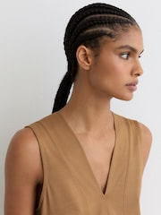 Reiss Camel Mira V-Neck Shell Top - Image 4 of 6