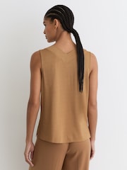Reiss Camel Mira V-Neck Shell Top - Image 5 of 6