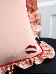 Rockett St George Lips Frill Washed Cotton Cushion - Image 5 of 7