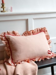 Rockett St George Lips Frill Washed Cotton Cushion - Image 7 of 7