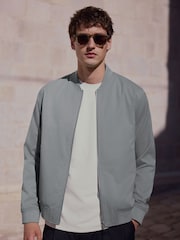Blue Plain Smart Bomber Jacket - Image 1 of 8