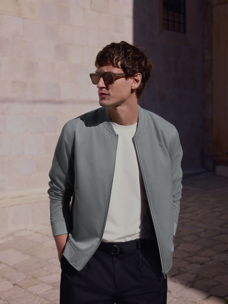 Blue Plain Smart Bomber Jacket - Image 2 of 8