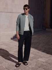 Blue Plain Smart Bomber Jacket - Image 3 of 8