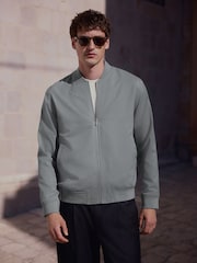 Blue Plain Smart Bomber Jacket - Image 5 of 8