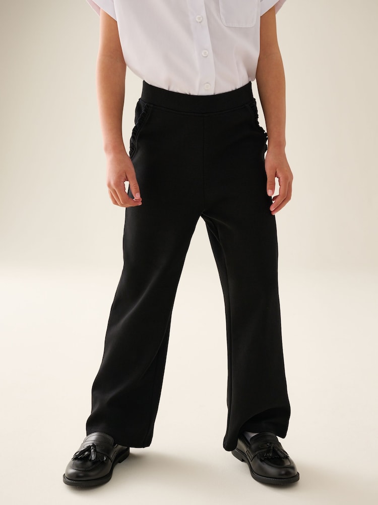 Negro - Pantalones escolares acampanados de alto contenido en algodón sin cierres (3-16 años) - Imagen 1 de 5 Negro - Pantalones escolares acampanados de alto contenido en algodón sin cierres (3-16 años) - Imagen 1 de 5