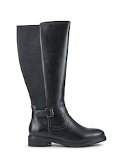 Pavers Black Wide Fit Leather Elasticated Long Boots - Image 2 of 5