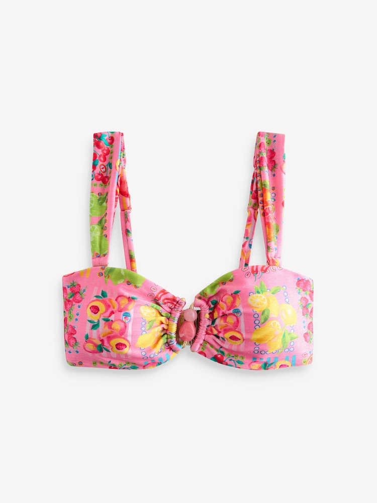 Never Fully Dressed Pink Fruit Bandeau Bikini Top - Image 1 of 3 Never Fully Dressed Pink Fruit Bandeau Bikini Top - Image 1 of 3