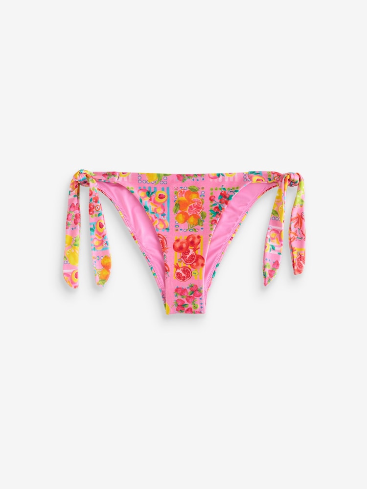 Never Fully Dressed Pink Fruit Tie Side Bikini Bottoms - Image 1 of 3