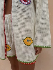 Never Fully Dressed Cream Fruit Cotton Crochet Applique Shirt - Image 4 of 7