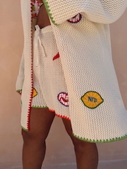 Never Fully Dressed Cream Fruit Cotton Crochet Applique Shirt - Image 6 of 7