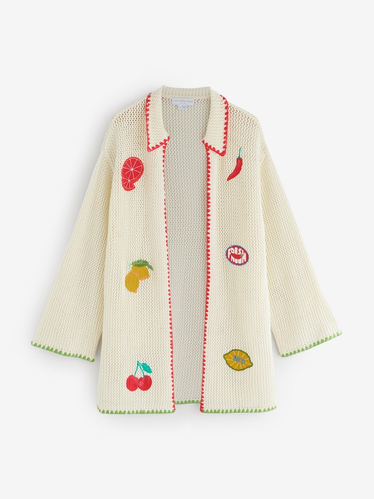 Never Fully Dressed Cream Fruit Cotton Crochet Applique Shirt - Image 7 of 7