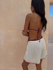 Never Fully Dressed Red/Black Cherry Crochet Triangle Bikini Top - Image 3 of 8