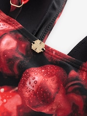 Never Fully Dressed Red/Black Cherry Tummy Control Plunge Swimsuit - Image 10 of 10