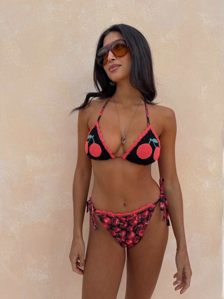 Never Fully Dressed Red/Black Cherry Tie Side Bikini Briefs - Image 1 of 6 Never Fully Dressed Red/Black Cherry Tie Side Bikini Briefs - Image 1 of 6