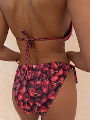Never Fully Dressed Red/Black Cherry Tie Side Bikini Briefs - Image 3 of 6