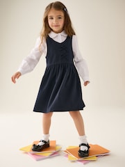Navy Blue Asymmetric Bow Front School Pinafore Dress (3-14yrs) - Image 1 of 4