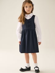 Navy Blue Asymmetric Bow Front School Pinafore Dress (3-14yrs) - Image 2 of 4