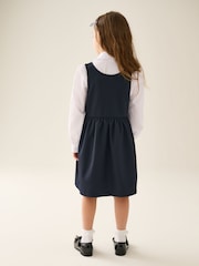 Navy Blue Asymmetric Bow Front School Pinafore Dress (3-14yrs) - Image 3 of 4