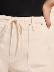 Friends Like These Ecru Denim Utility Tie Detail Shorts - Image 4 of 5