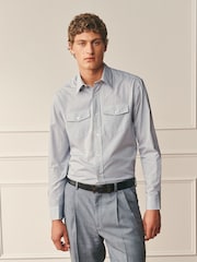 White/Grey Mini Check Regular Fit Cotton Long Sleeve Archive Collection Shirt - Image 1 of 8