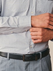 White/Grey Mini Check Regular Fit Cotton Long Sleeve Archive Collection Shirt - Image 4 of 8