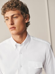 White Regular Fit Cotton Long Sleeve Archive Collection Shirt - Image 4 of 8