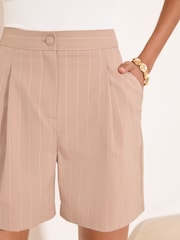 Lipsy Pink Stripe Tailored Shorts - Image 2 of 5