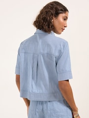 Friends Like These Blue Stripe Button Up Short Sleeve Shirt - Image 4 of 4