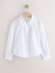 Blanco - Camisas escolares de manga larga con cuello de volantes para niñas, paquete 2 (3-14años) - Imagen 2 de 7