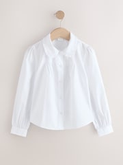Blanco - Camisas escolares de manga larga con cuello de volantes para niñas, paquete 2 (3-14años) - Imagen 4 de 7