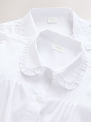 Blanco - Camisas escolares de manga larga con cuello de volantes para niñas, paquete 2 (3-14años) - Imagen 5 de 7