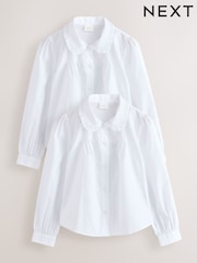 Blanco - Camisas escolares de manga larga con cuello de volantes para niñas, paquete 2 (3-14años) - Imagen 7 de 7