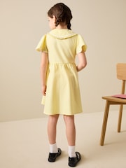 أصفر - فستان مدرسي مربعات غني بالقطن بأكمام واسعة (3-14 سنة) - صورة 2 من 5