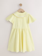 Amarelo - Vestido escolar de guingão de algodão rico com mangas angelicais (3-14anos) - Imagem 8 de 10