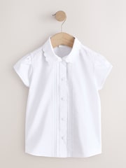White Cotton Rich Scalloped Collar School Shirts 2 Pack (3-14yrs) - Image 2 of 5