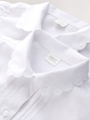 White Cotton Rich Scalloped Collar School Shirts 2 Pack (3-14yrs) - Image 4 of 5