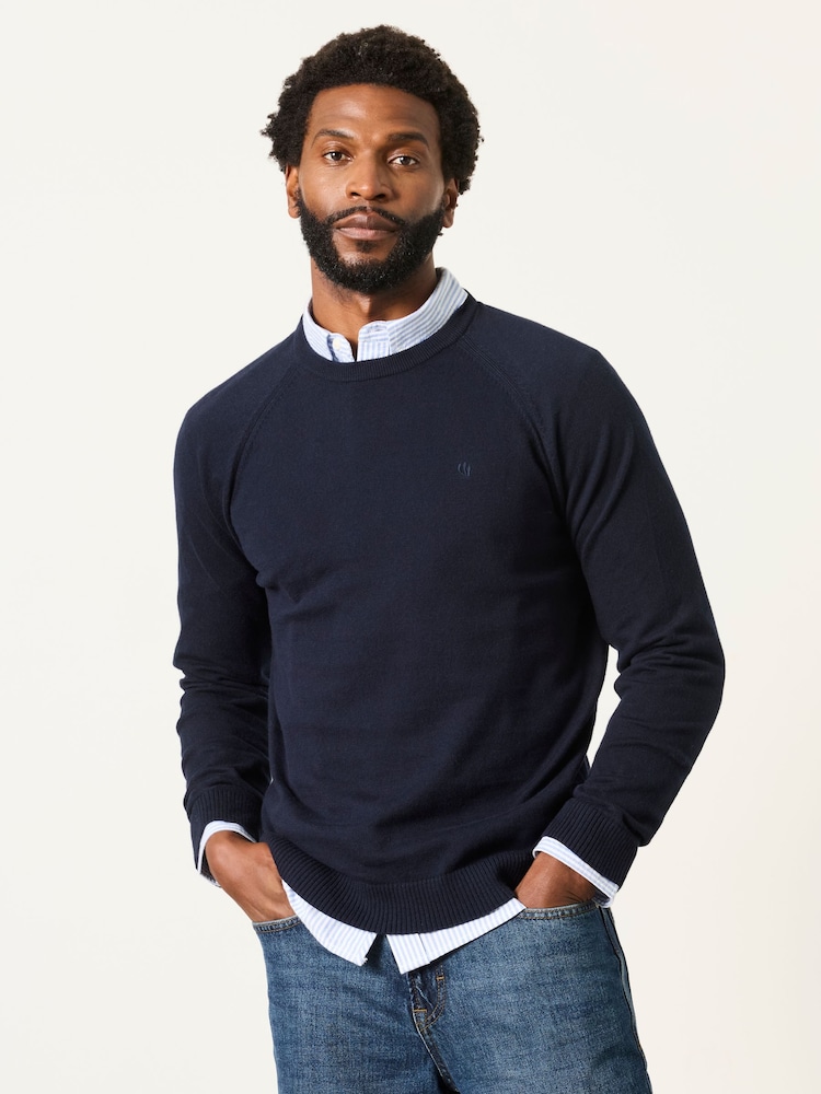 FatFace Rye Navy Crew Neck Knitted Jumper - Image 1 of 6