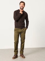FatFace Rye Chocolate Brown Crew Neck Knitted Jumper - Image 4 of 6