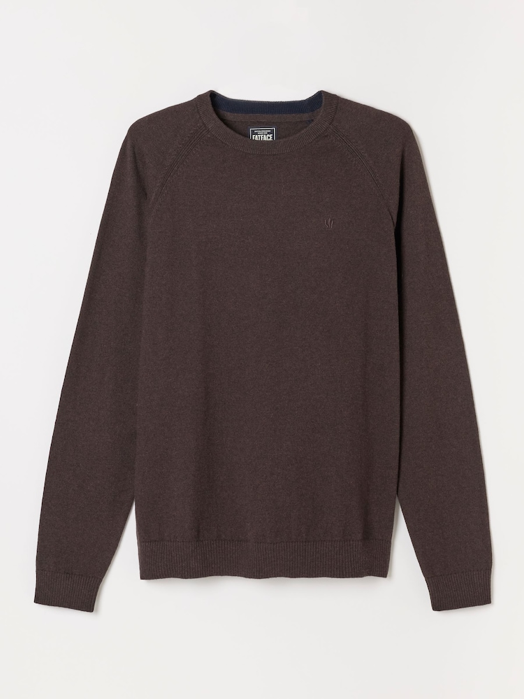FatFace Rye Chocolate Brown Crew Neck Knitted Jumper - Image 6 of 6