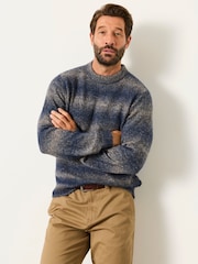 FatFace Blue Deanston Knitted Ombre Crew Neck Jumper - Image 4 of 6