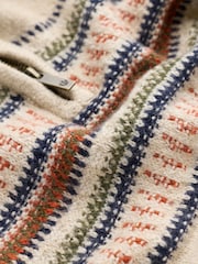 FatFace Selkirk Light Natural Pattern Quarter Zip Knitted Jumper - Image 7 of 7
