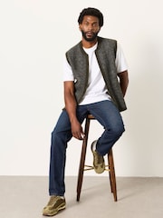 FatFace Adisham Khaki Green Knitted Zip Front Gilet - Image 4 of 6