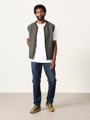 FatFace Adisham Khaki Green Knitted Zip Front Gilet - Image 5 of 6