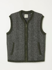 FatFace Adisham Khaki Green Knitted Zip Front Gilet - Image 6 of 6