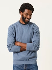 FatFace Rye Blue Denim Crew Neck Knitted Jumper - Image 1 of 6
