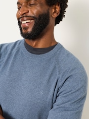 FatFace Rye Blue Denim Crew Neck Knitted Jumper - Image 3 of 6