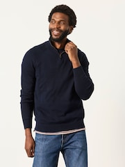 FatFace Rye Navy Half Neck Knitted Jumper - Image 1 of 6