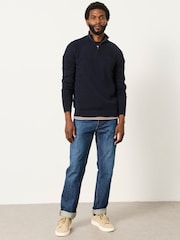FatFace Rye Navy Half Neck Knitted Jumper - Image 3 of 6