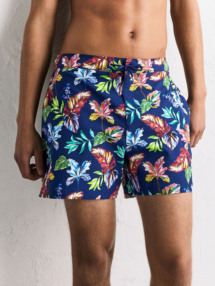 Navy Blue Signature Floral Print Swim Shorts - Image 1 of 7 Navy Blue Signature Floral Print Swim Shorts - Image 1 of 7